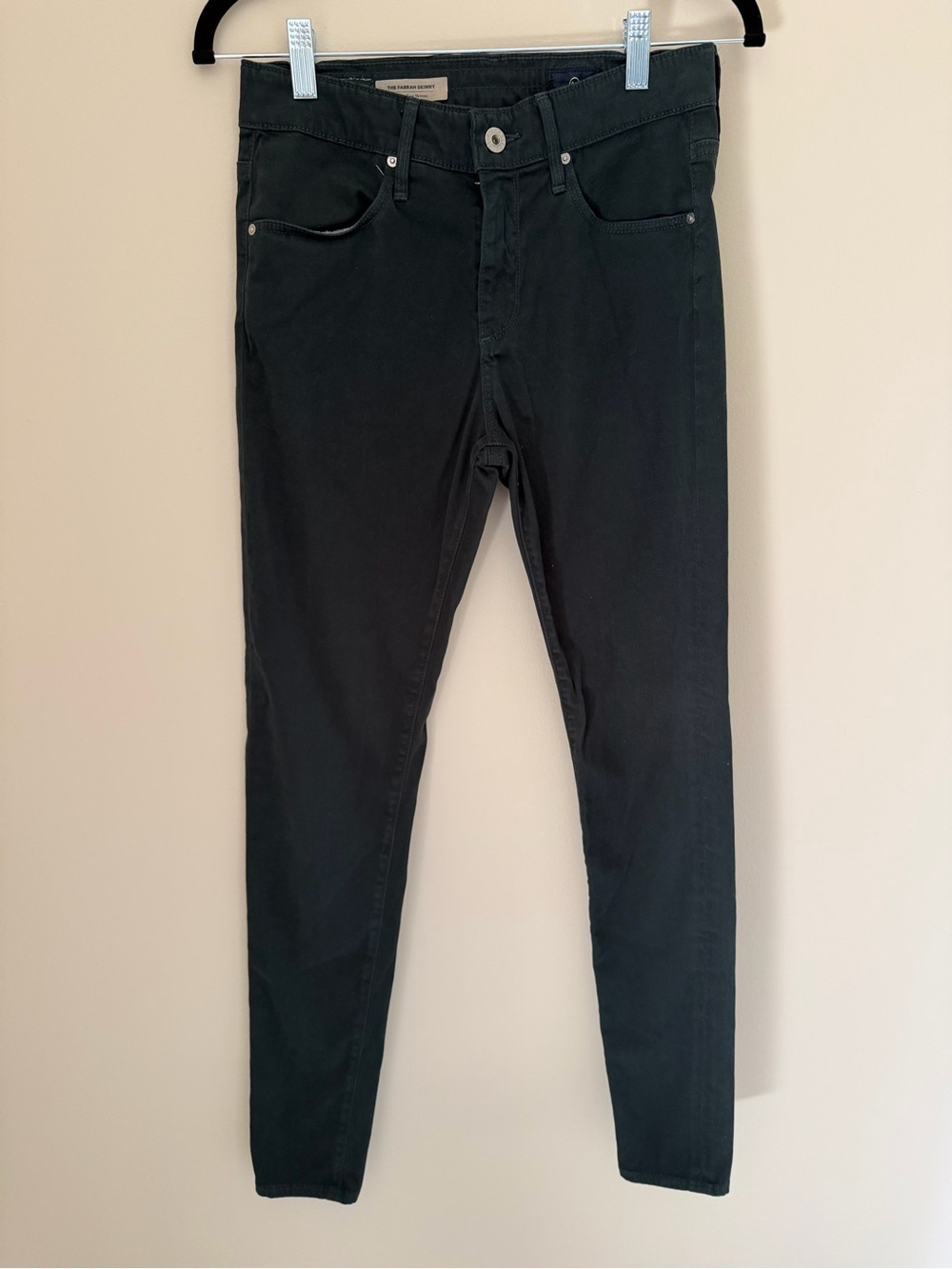Women’s AG Dark Green 9.5” Rise Slim Jeans, like new